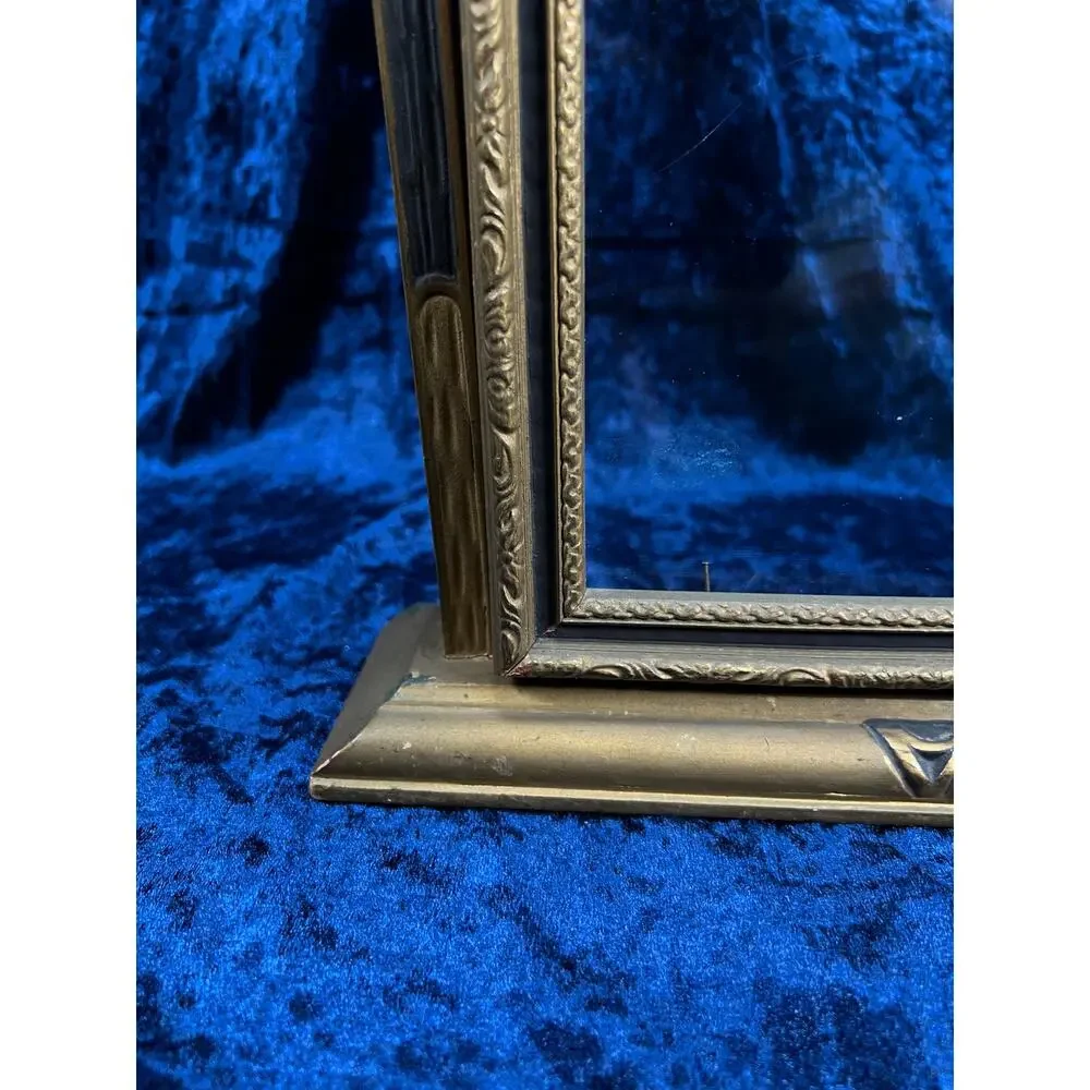 Antique Art Deco Tabletop Picture Frame – Gold & Charcoal Ornate Tilt Design